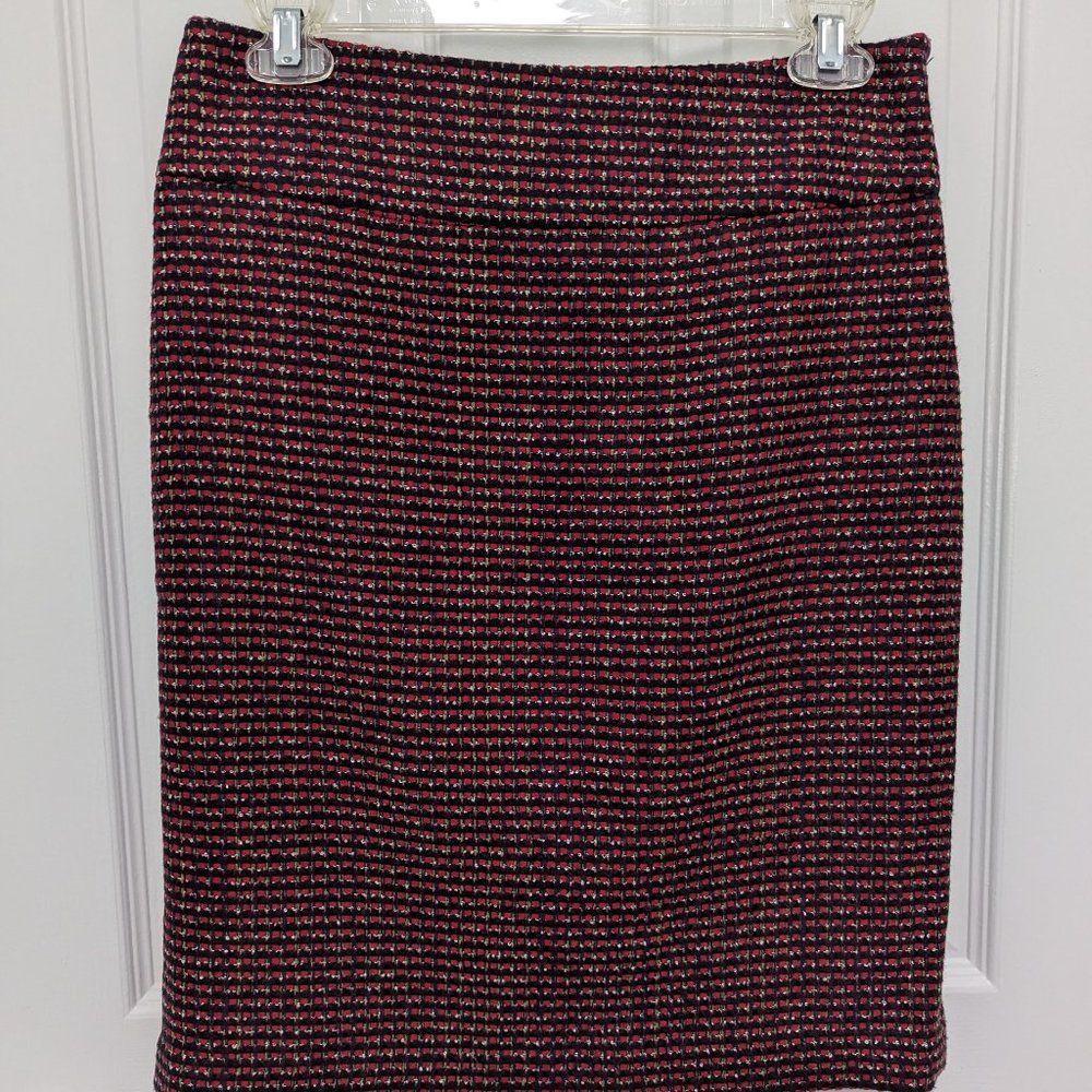 The Limited red and black tweed pencil skirt